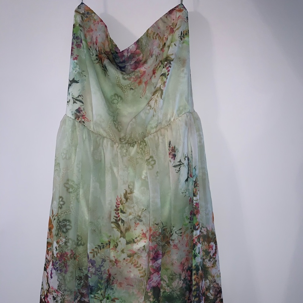 Zara Floral Strapless Mini Dress